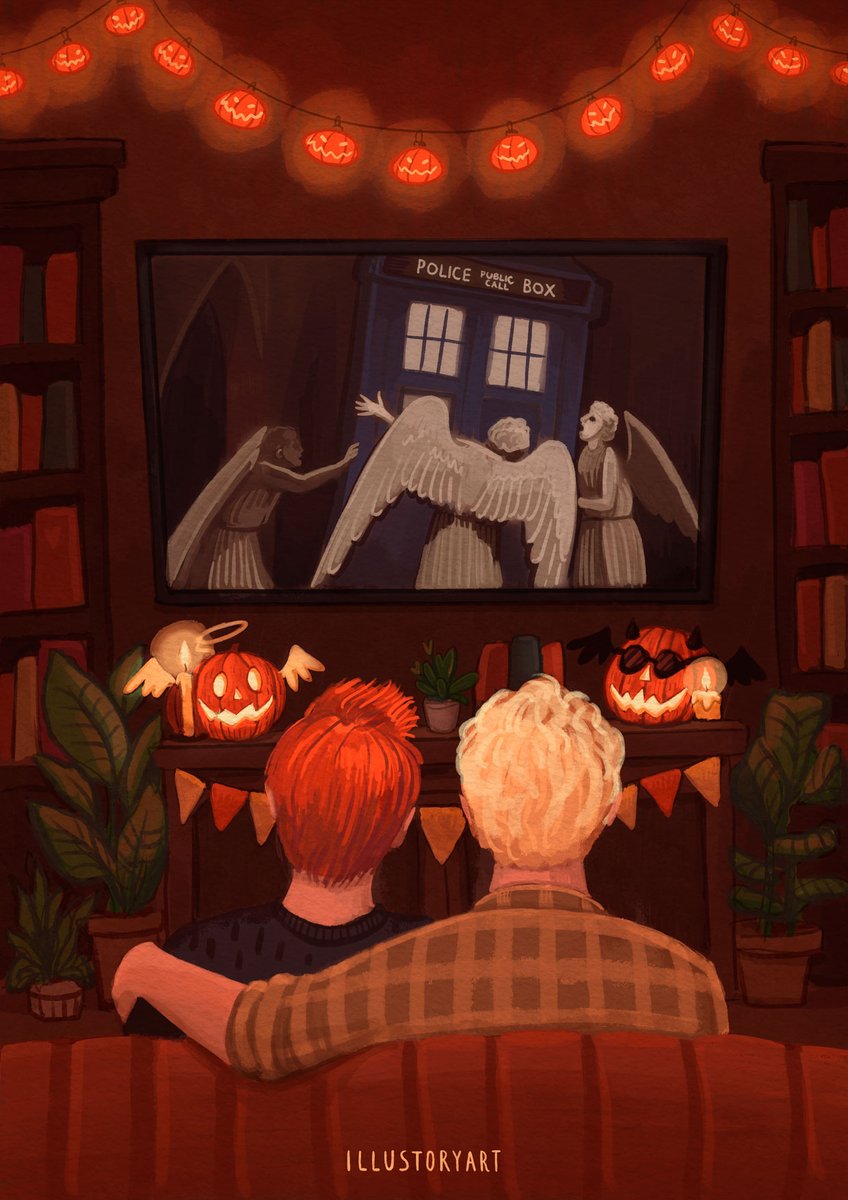 They are having the best Halloween night together and no one can convince me otherwise 🎃🧡
#GoodOmens #GoodOmensFanArt 
#DoctorWho