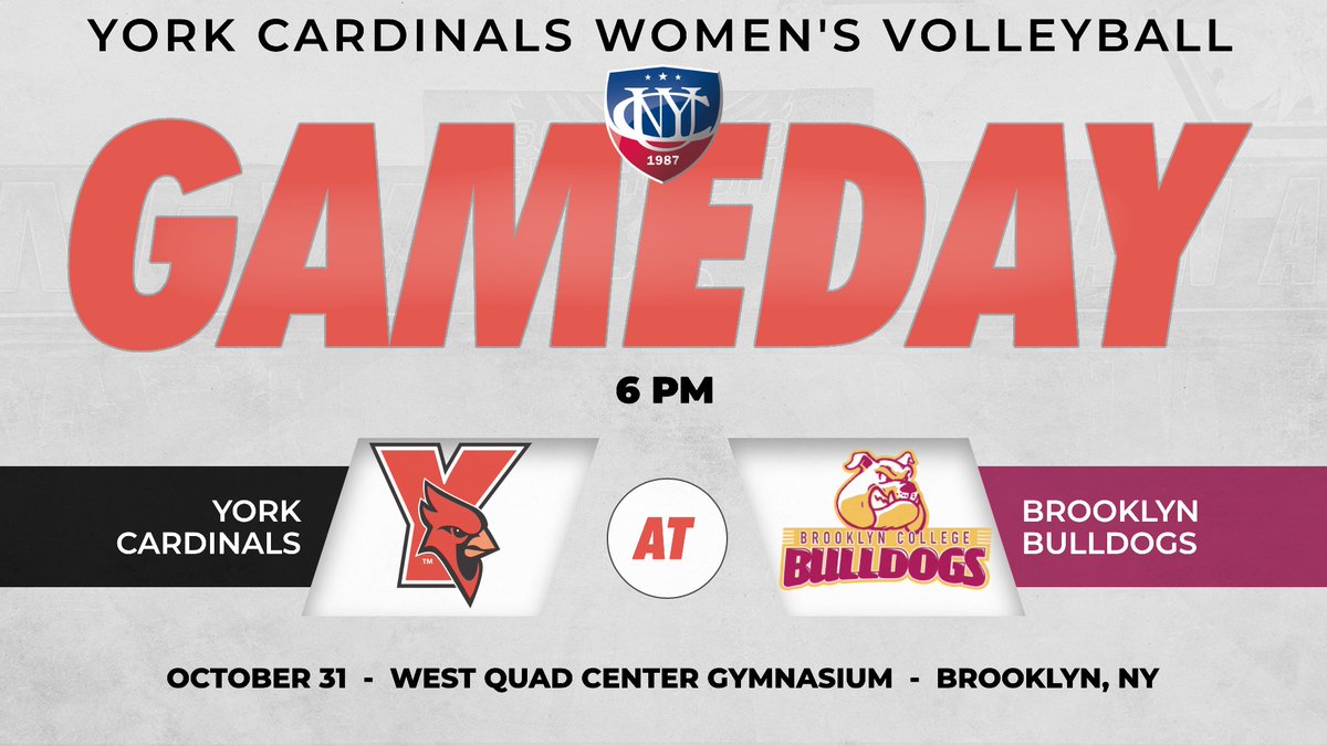 🅸🆃'🆂 #YCCardinals G̳A̳M̳E̳D̳A̳Y̳ 🐦🏐 @YorkCollegeCUNY 𝗪𝗢𝗠𝗘𝗡'𝗦 𝗩𝗢𝗟𝗟𝗘𝗬𝗕𝗔𝗟𝗟 🆚 @bklyn_bulldogs 🕕 6 PM 🏟️ @BklynCollege411 West Quad Center Gymnasium 🏷️ @CUNYAC 📺📊 ow.ly/ubK350Q2oHl #RiseAbove #TheCardinalWay #WeAreOneYork #TheCityPlaysHere #d3vb #NCAAD3