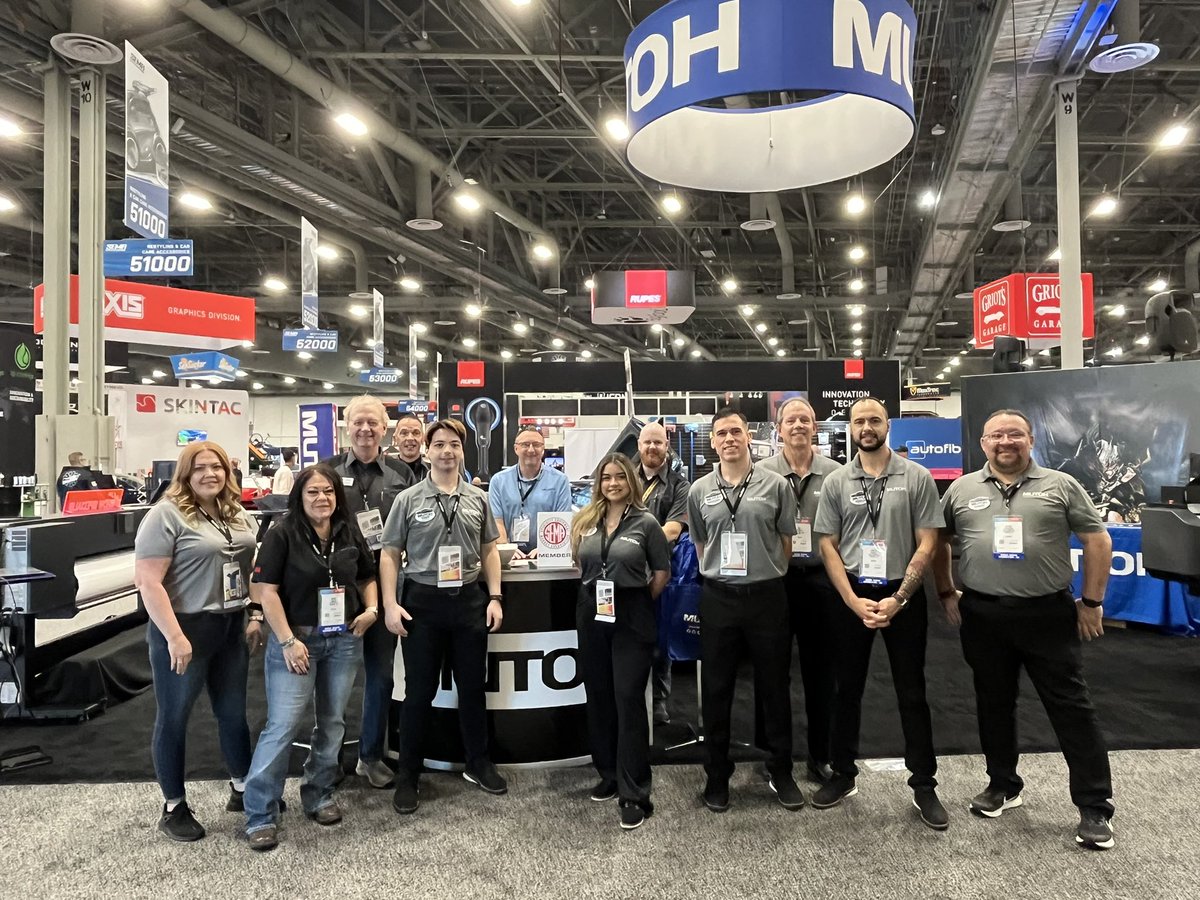 MutohAmerica's tweet photo. We’re ready to rock SEMA 2023! 🔥 Stop by booth #50173 to learn how you can step up your wrap game with our MUTOH experts and professionals in the wrap industry, Wrapsesh AZ and Surf City Graphics! 🤩 

#mutoh #wrapseshaz #printgamestrong #printindustry #carwrap #sema #sema2023 https://t.co/V21pdFI1Rd