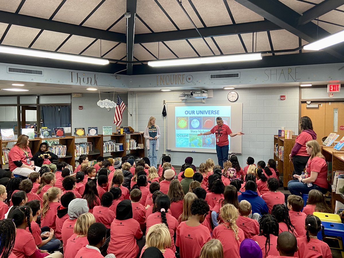 ICCSDLibraries's tweet image. The 3rd-4th grade students at Horn Elementary are excited to learn the “truths” about our visiting author, @stacymcanulty ! We love her universe books!! 🪐💫🌎 Thank you @HillsBank and @ICCSDFoundation for sponsoring Stacy’s visit to our schools! #KeepReadingHornets