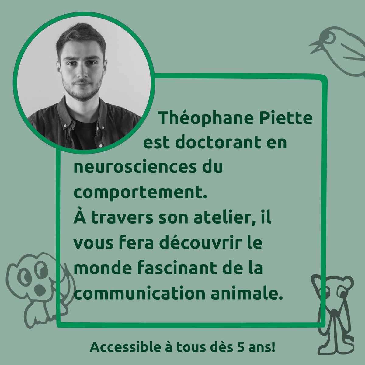 NCCR Evolving Language (@nccr_language) on Twitter photo 🔎Venez découvrir le monde fascinant de la communication animale avec le doctorant du PRN Evolving Language <a href="/PietteTheophane/">Piette Theophane</a> ! 🔎Venez découvrir le monde fascinant de la communication animale avec le doctorant du PRN Evolving Language <a href="/PietteTheophane/">Piette Theophane</a> !