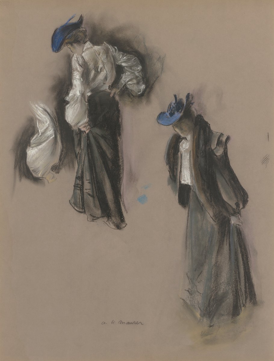 What are you wearing to opening night? Reserve your spot by grabbing Vernissage tickets at the the link in bio. Via Bernard Goldberg Fine Arts: Alfred Maurer, “Studies of an Elegant Woman,” c. 1900. #Pastel #WorkOnPaper #GalleryOpening