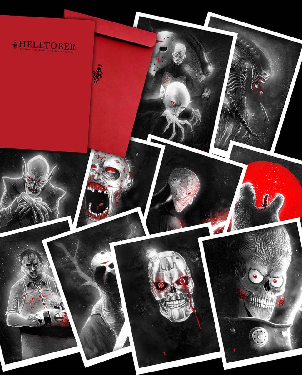 Templesmith's tweet image. The last extra bit for Helltober. A cover for the collection. All the art is now up on the online store too: 78SQUID.ink #helltober