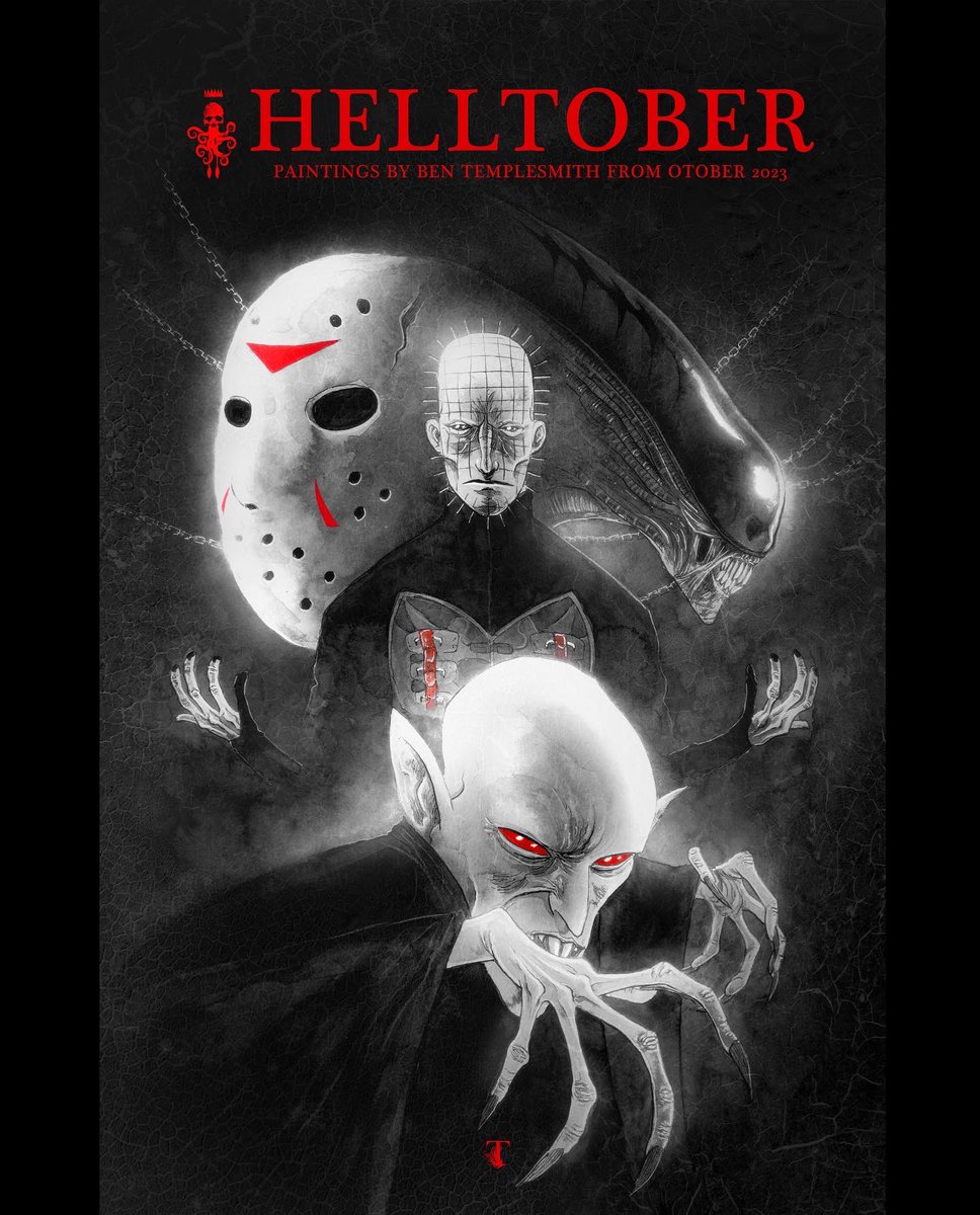 Templesmith's tweet image. The last extra bit for Helltober. A cover for the collection. All the art is now up on the online store too: 78SQUID.ink #helltober