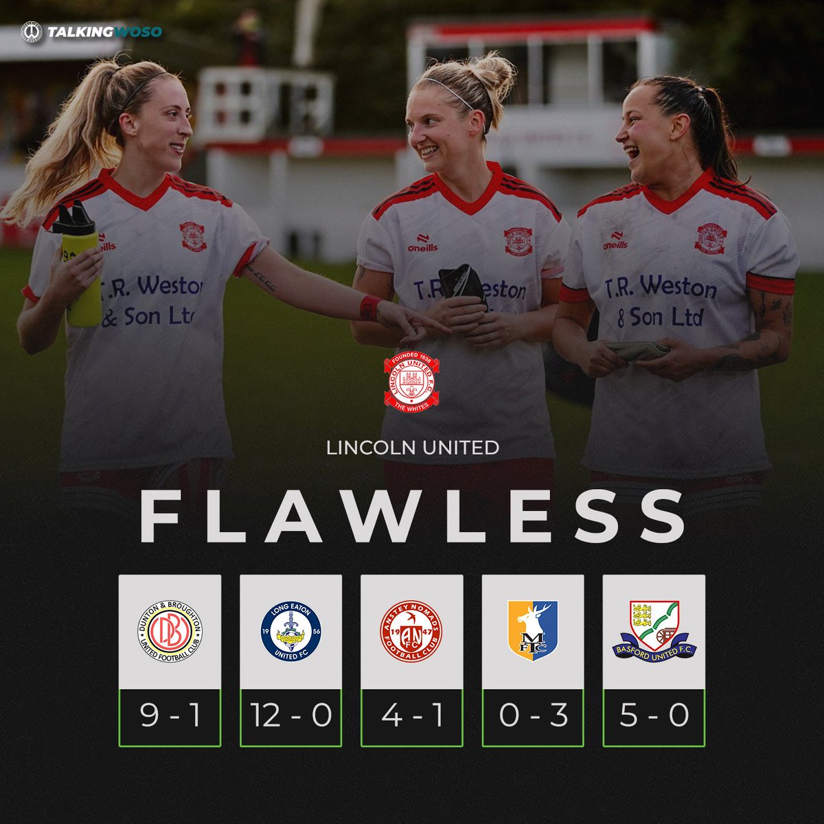 𝗙𝗟𝗔𝗪𝗟𝗘𝗦𝗦 𝗧𝗛𝗥𝗢𝗨𝗚𝗛 𝗙𝗜𝗩𝗘 🖐️

✅ Dunton &amp; Broughton United
✅ Long Eaton United 
✅ Anstey Nomads
✅ Mansfield Town 
✅ Basford United 

🔝 <a href="/emwrfl/">EMWRFLOfficial</a> Premier Division 

👏 <a href="/LincolnUtdWFC/">Lin(C)oln United WFC</a>

📸 <a href="/edmayesphoto/">Ed Mayes Photography</a>