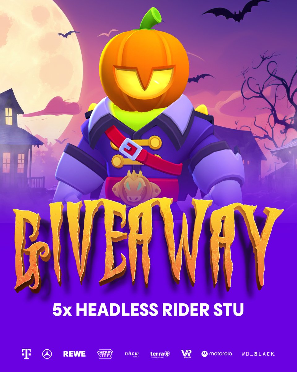 🎃5x Headless Rider Stu Giveaway🎃 

💜Follow <a href="/SKGaming/">SK Gaming</a> 
♻️Like and retweet this tweet

Winners drawn at midnight CEST. Good luck 👻 

#HeadlessRiderStuGiveaway #BrawlStarsGiveaway