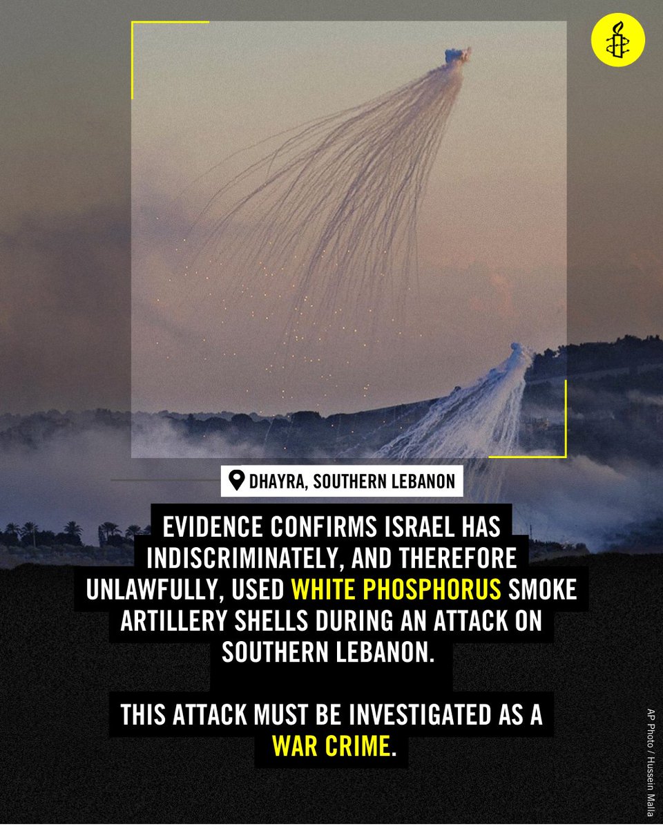 A new Amnesty investigation has found that the Israeli army indiscriminately, and therefore unlawfully, used white phosphorous in an attack on Dhayra in south Lebanon on 16 October. The attack must be investigated as a war crime.