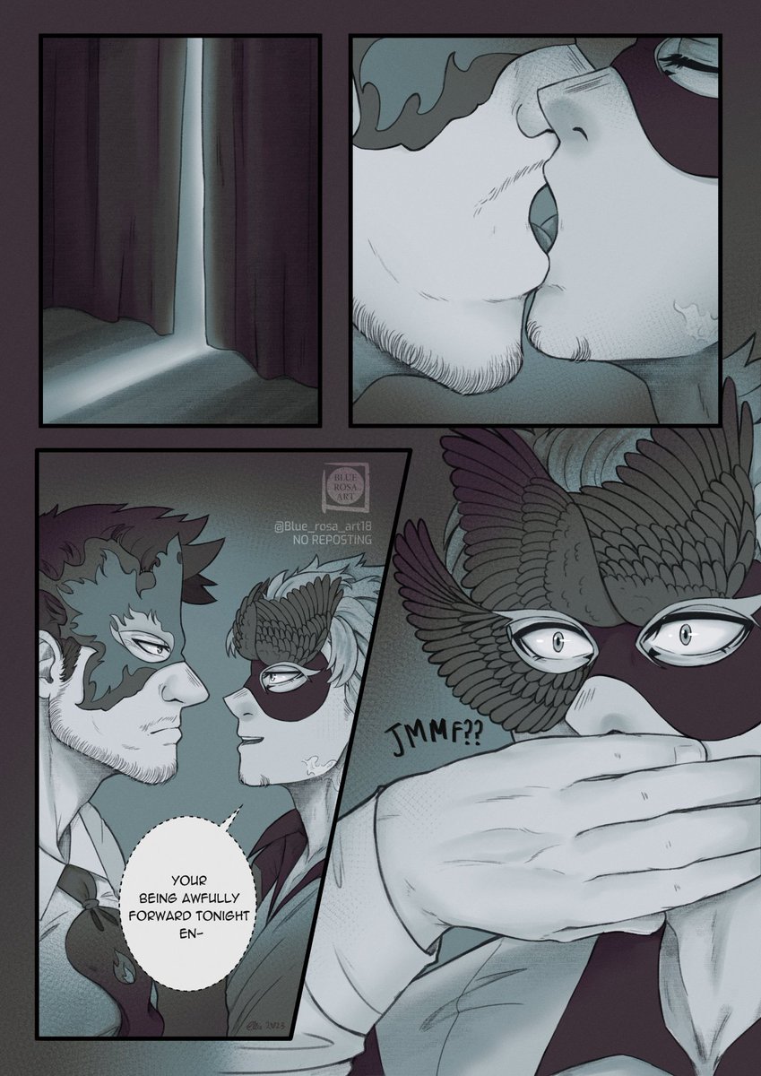 Blue_rosa_art18's tweet photo. [#endhawks / #Enho / #endehawks 18+ NSFW cw: public fucking, masks]
Masked Stranger...🎭🔥🦅
---------
I was given the suggestion prompt "Masquerade" for this spooky month on 🅿️atreon, which became this 12pg comic!
[1/3] https://t.co/Ap8iZ9d6bz