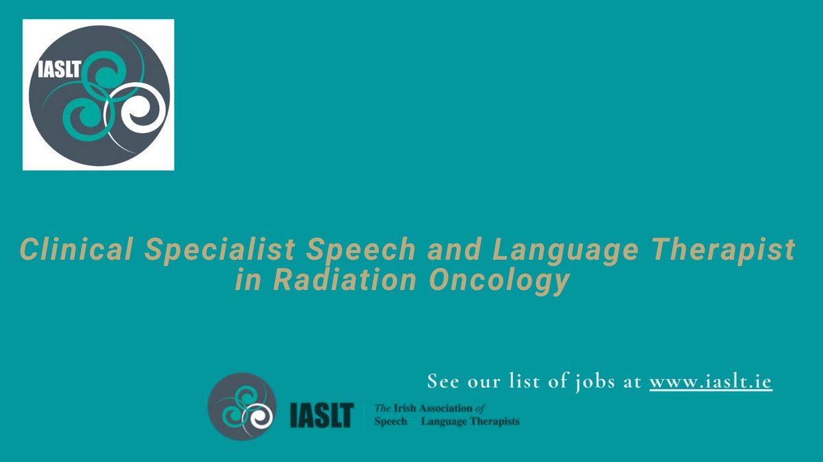 Clinical Specialist Speech and Language Therapist in Radiation Oncology
Full time Permanent Position
Closing Date: 7th November 2023
See IASLT Job Opportunities for full details bit.ly/3qnE2Nl
#IASLT #IASLPeeps