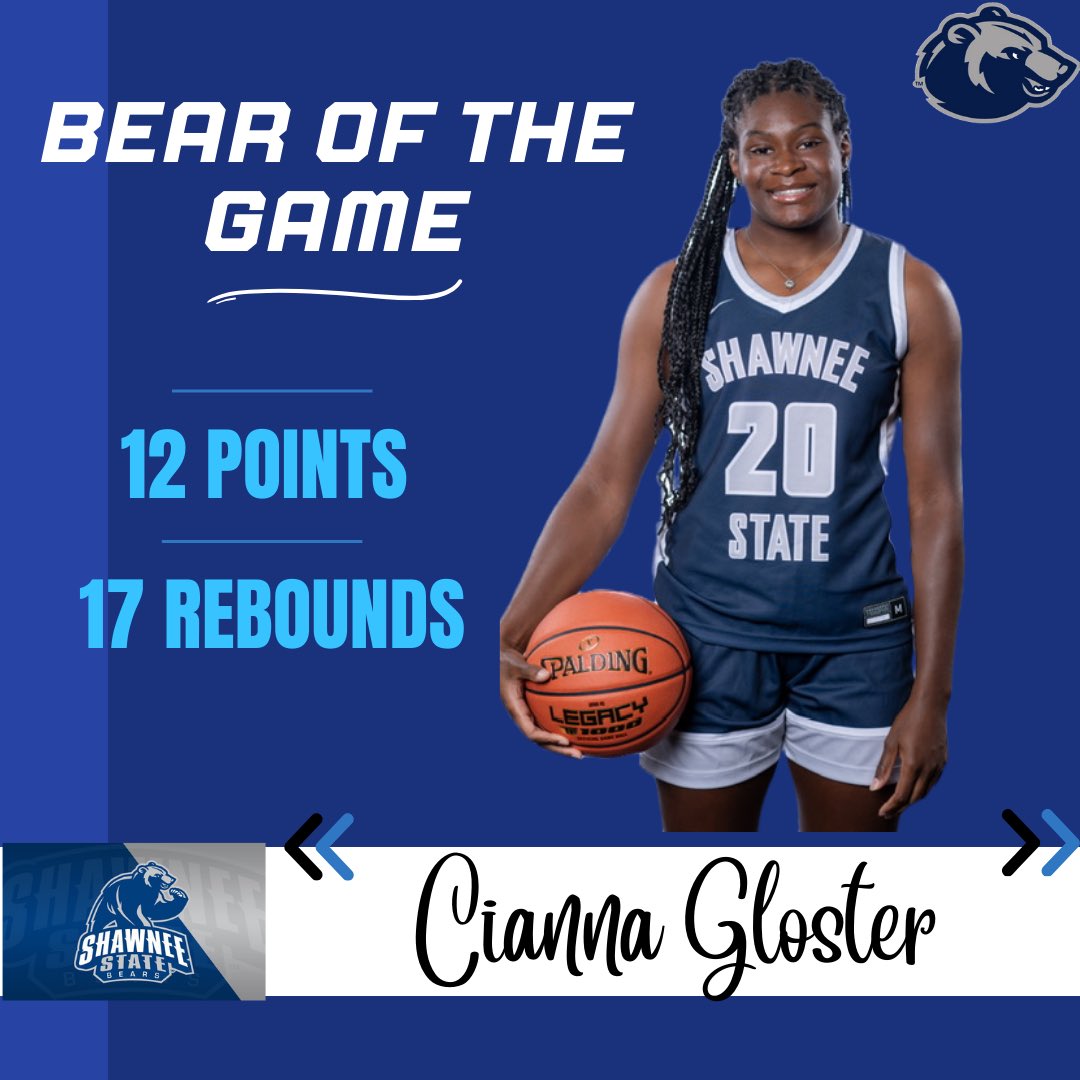 SSUWBB's tweet photo. Congratulations to Cianna Gloster for being last nights
BEAR OF THE GAME. Cianna scored a double double against Lawrence Tech!
#bearofthegame #doubledouble
#GoBears https://t.co/gMdmhnNOdx