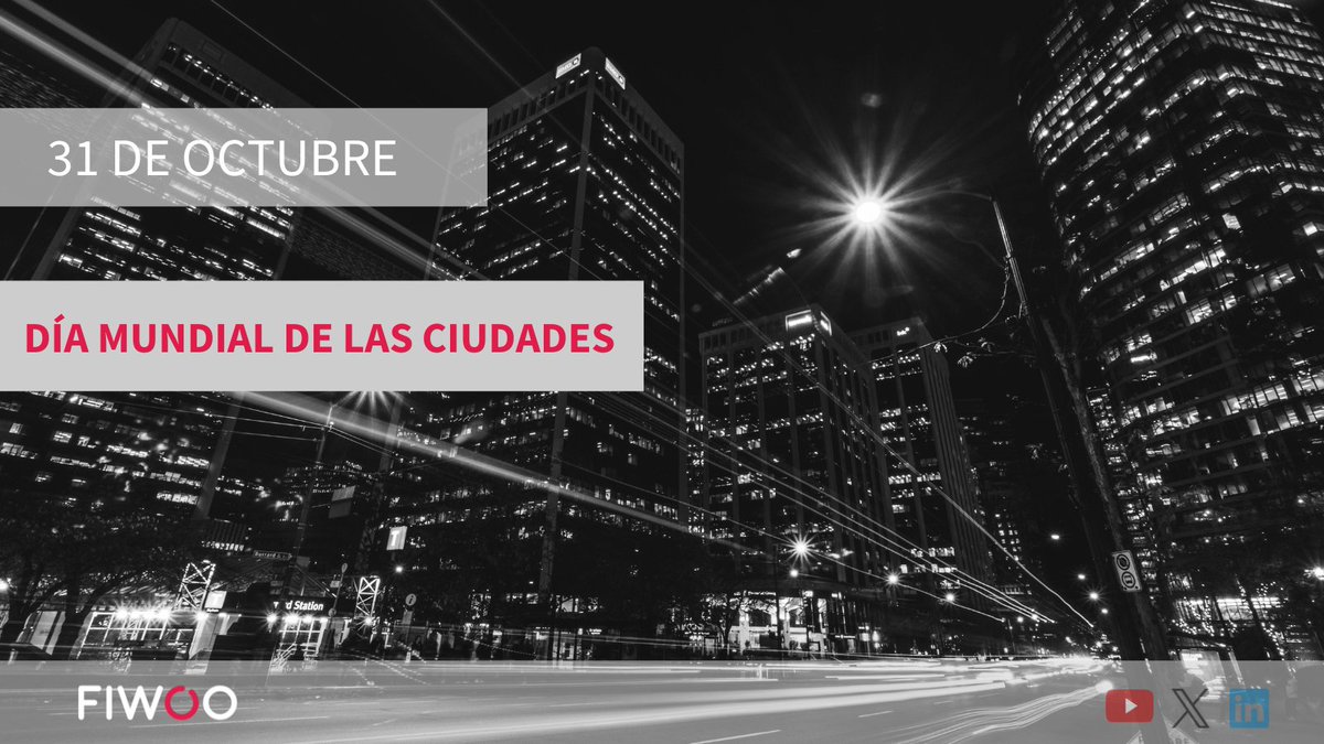 Hoy celebramos el #DíaMundialDeLasCiudades bajo el lema 'Financiar un futuro urbano sostenible para todos'🏙️💡 Desde #FIWOO seguimos trabajando para hacer de las #ciudades un lugar mejor para todos. ¿Estás listo para ser parte de la revolución? 🌆🌍💥