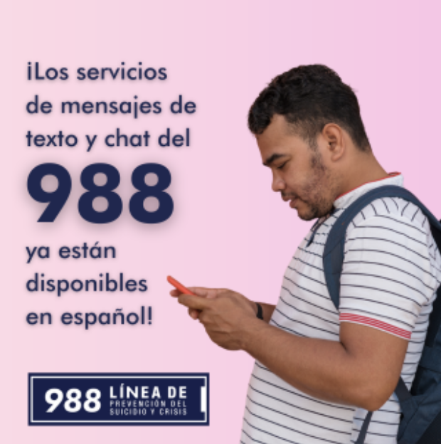 ¡Ahora hay más recursos de ayuda en #SaludMental disponibles en español, a través de la #Línea988! 📱 💬 Textea al 988 en español a cualquier hora, de día o de noche. ¡Conéctate con nosotros hoy mismo!
 #ApoyoEmocional SAMHSA