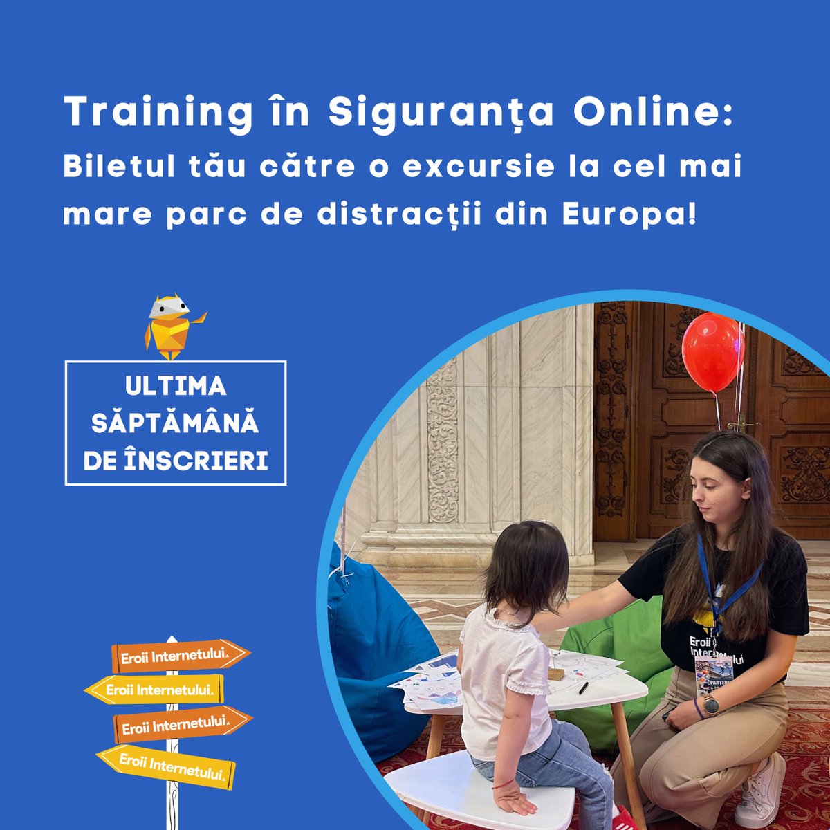 🎊 Înscrie-te la sesiunea de training Eroii Internetului și poți câștiga o excursie magică pentru toată familia la cel mai mare parc de distracții din Europa!🎢  
Detalii pe adfaber.org
#SiguranțăDigitală #adfaber #EroiiInternetului #cybersecuritymonth #onlinesafety