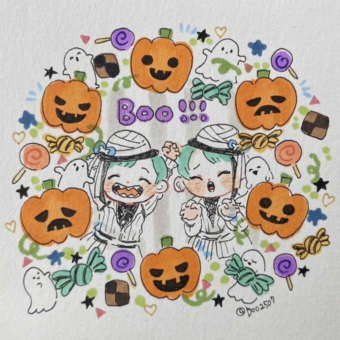 「jack-o'-lantern lollipop」 illustration images(Latest)