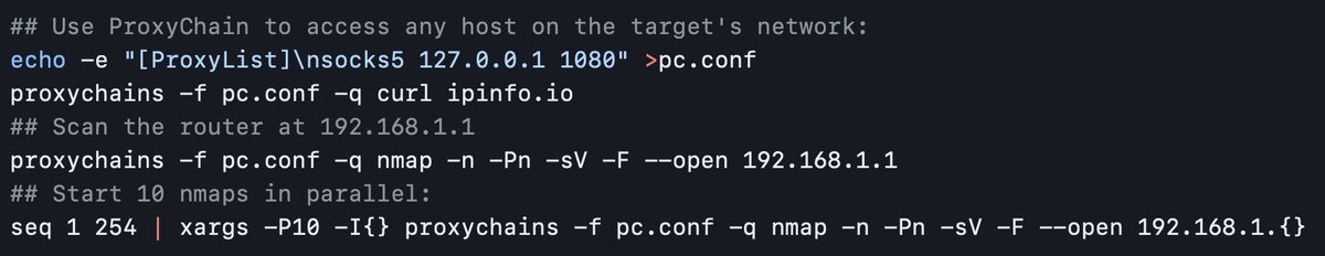 0xor0ne's tweet image. Collection of tip and tricks, one-liners, etc. for various shells and security tools
Worth a reading!
Credits @hackerschoice

github.com/hackerschoice/…

#infosec #oneliner