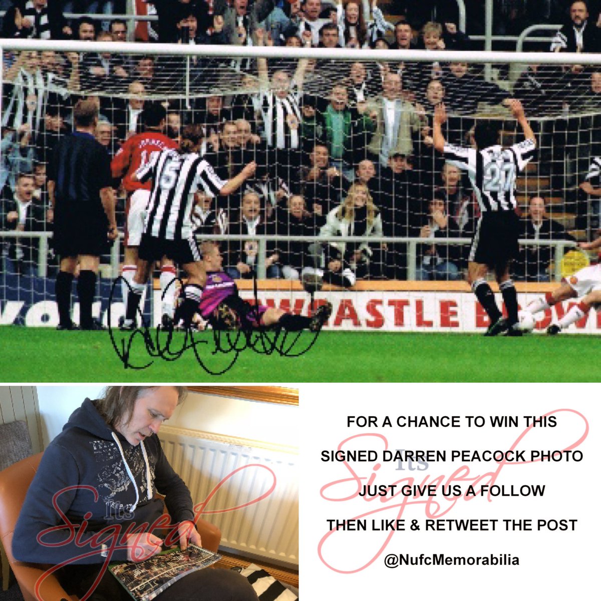 NufcMemorabilia's tweet photo. LAST CHANCES TO ENTER! To have a chance of winning this genuinely signed Darren Peacock v Man Utd photo, just follow, like &amp; retweet. Draw will take place 31/10/23 https://t.co/kJkZuCRZNT #NUFC #NewcastleUnited #DarrenPeacock #theentertainers #toonarmy #Competition https://t.co/RDMm2S5tqR