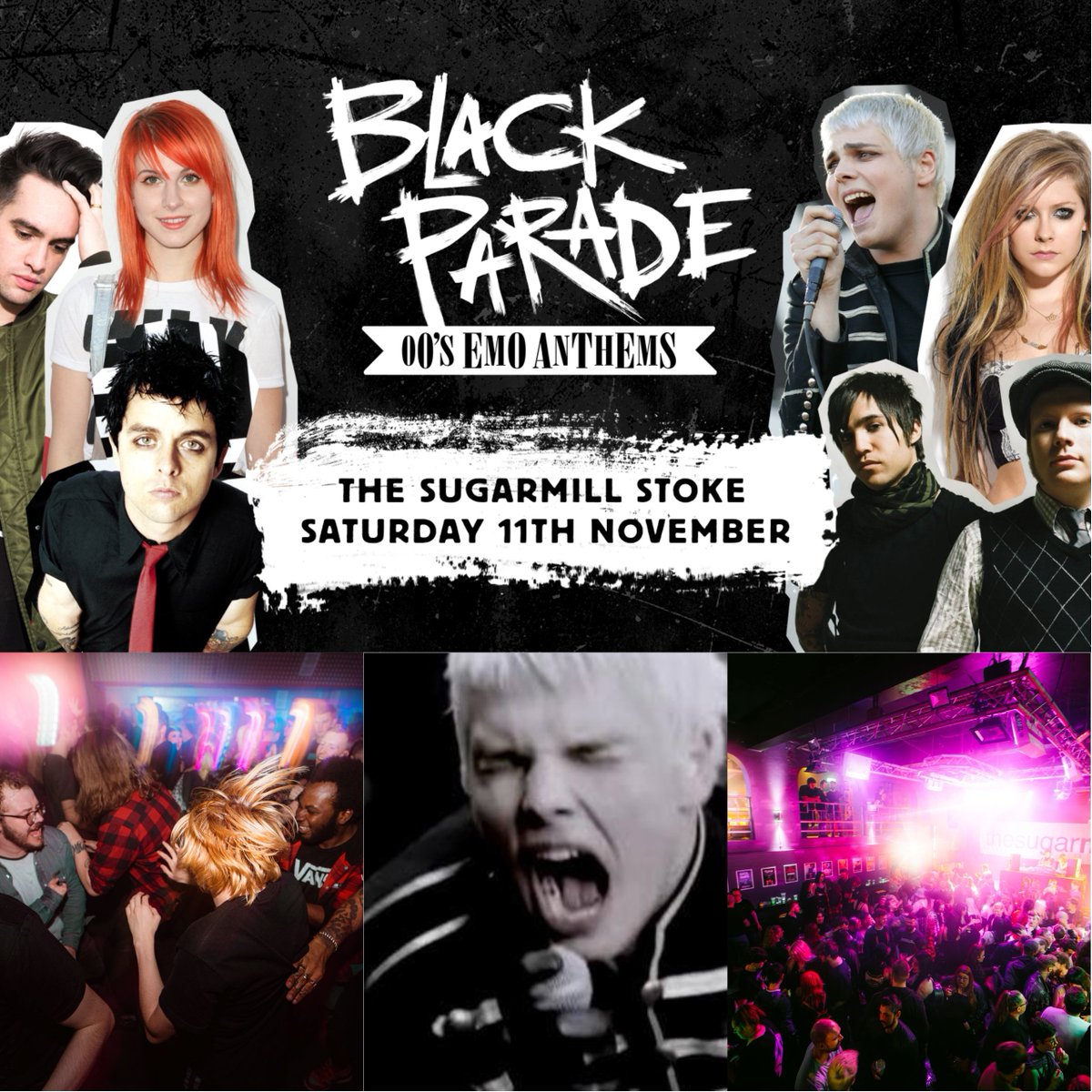 It wasn't a phase! Black Parade are back at The Sugarmill for another massive emo party on Saturday 11th November! All the biggest emo anthems from My Chemical Romance, Paramore, All Time Low, Linkin Park, and loads more! Advance tickets from: skiddle.com/e/36698606