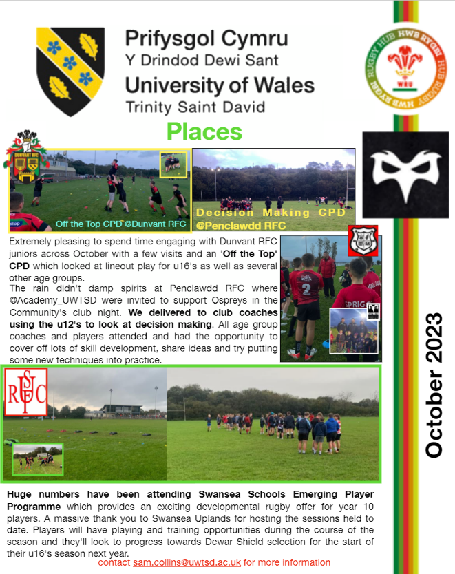 samcollinsrugby's tweet photo. Monumental month of October🏉#OverAndOut Loads of opportunities for playing + development #GirlsInRugbyWeek @NPTCGroup_SPS @BridgendCollege #BUCS @Academy_UWTSD #CPDs @penclawddrfc @DunvantRFC #SwanseaEPP @UplandsRFC #CoachingProcess @UWTSDsport #WRUHub #UWTSDHub #alwayslearning https://t.co/dNhxVzSBR8