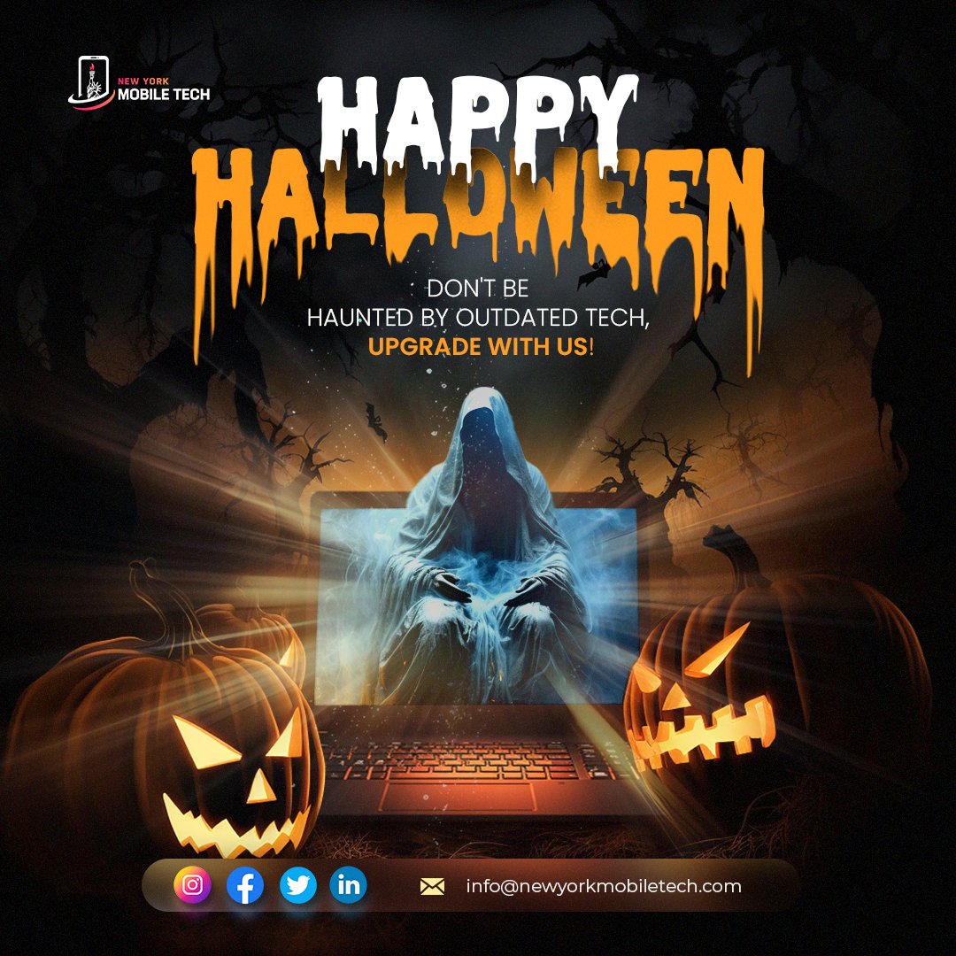 nymobiletech's tweet photo. 🎃 Happy Halloween from New York Mobile Tech! We’re here to help you get rid of the ghosts 👻 in your machine and upgrade to the latest technology. 🙌

#HappyHalloween #NewYorkMobileTech #TechUpgrade #SpookySavings #GhostBusting #TechSolutions #HauntedDevices #HalloweenTech https://t.co/1uvFliO8vl