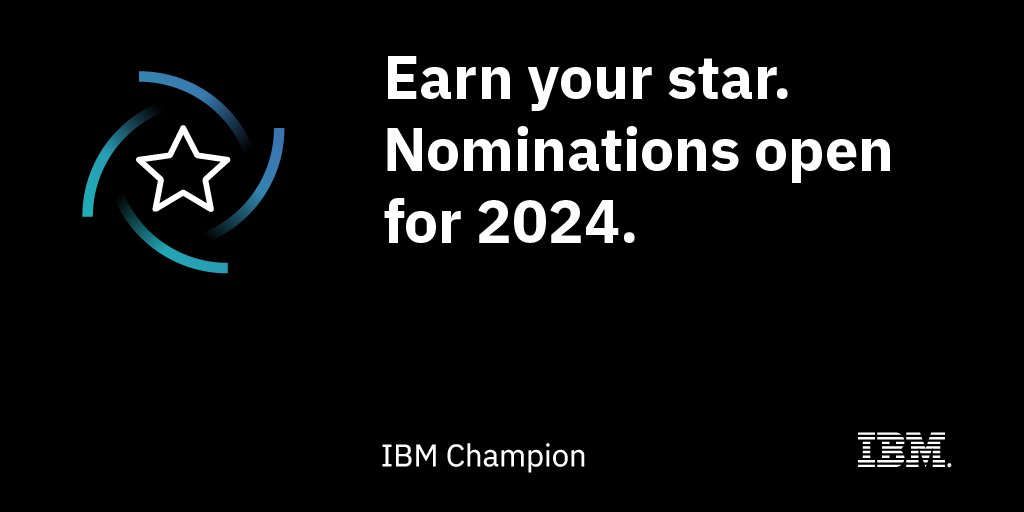 Do you have what it takes to be an #IBMChampion 🏆? Join a global community of experts, enthusiasts, and innovators in the world of IBM technologies. Now's your chance. Deadline is Nov 27! community.ibm.com/community/user… #ibmcloud #ibmsecurity