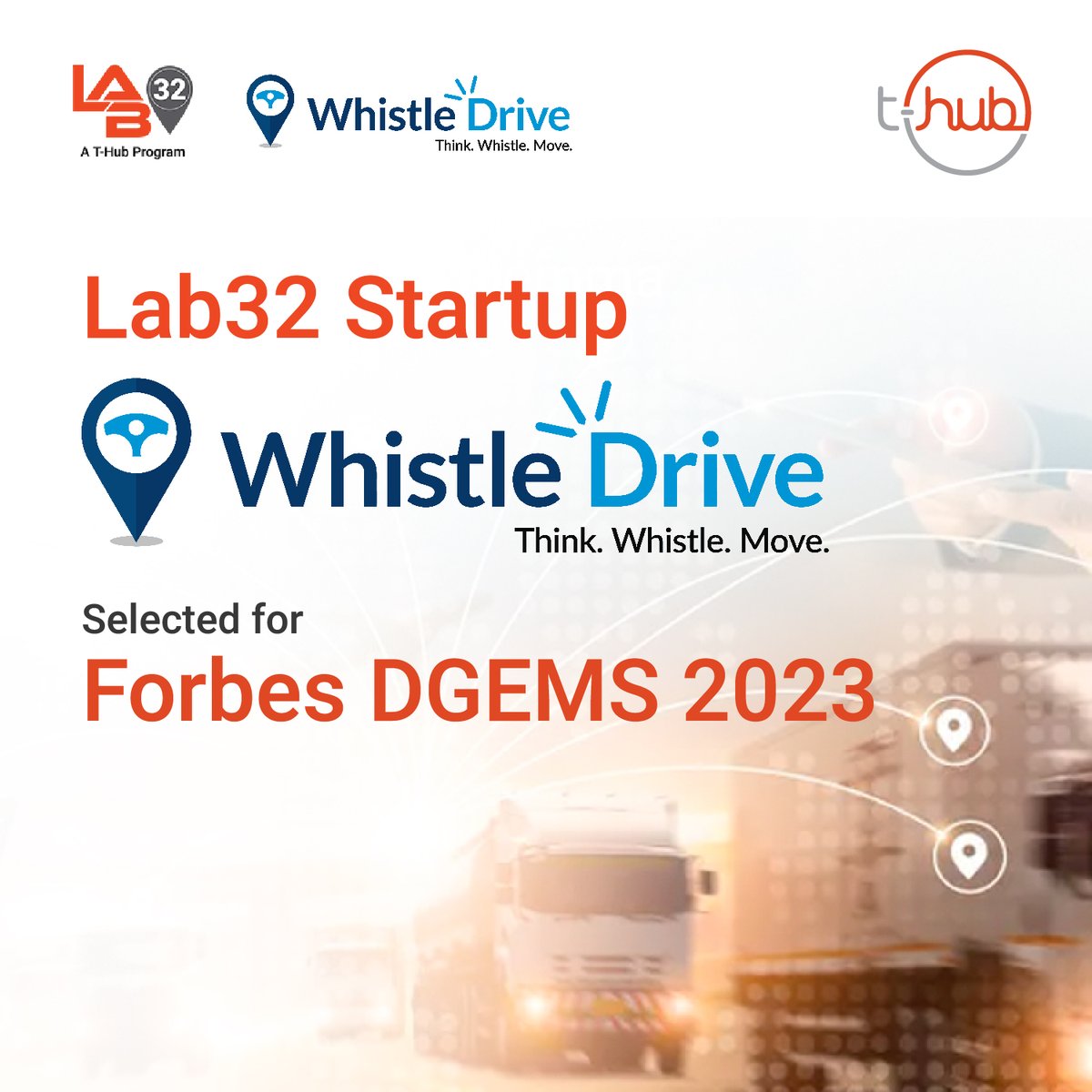 THubHyd's tweet image. WhistleDrive, a T-Hub #Lab32 startup, gets recognised by @Forbes DGEMS 2023 as the &quot;Select 200 Companies with Global Business Potential. 

Congratulations to the team on this achievement!

#InnovateWithTHub