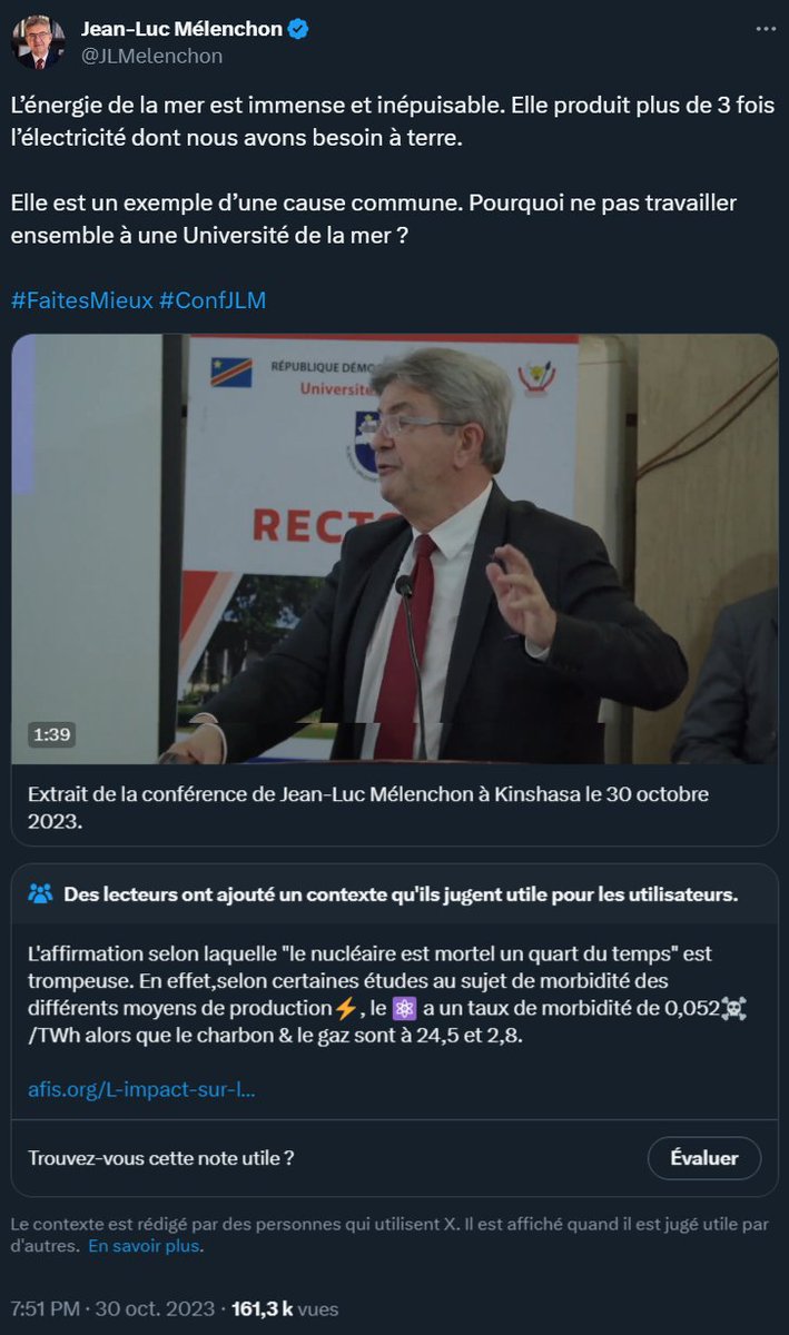 La mer peut produire 360 fois l'énergie dont nous avons besoin sur Terre.

Euh, pardon, pas 360 fois mais 66 fois.

Désolé, je me suis trompé, c'est pas 66 fois mais 4 fois.

Oups, petite erreur, c'est pas 4 fois mais 3 fois.

Enfin à une vache près, c'est pas une science exacte.