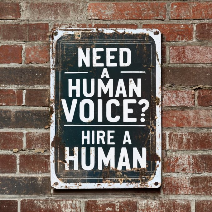 Producers: If your script requires an emotional connection with the listener, you're not going to achieve that with an artificial voice. AI cant act. Humans can. #HireHuman