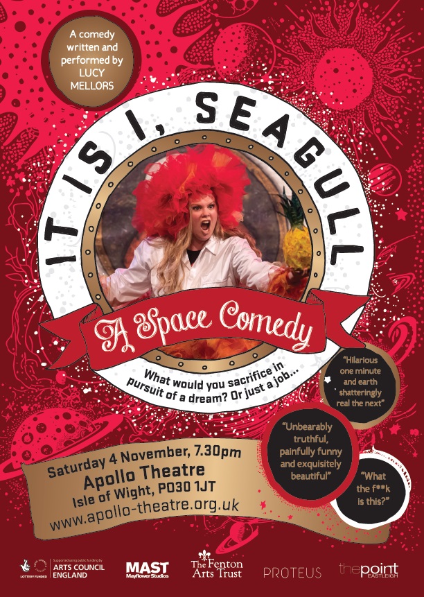 The hilarious @lupinstheatre is coming to @ApolloTheatreIW #IsleofWight on Saturday with It is I, Seagull. A comedy opera (yes, really) about #everydaysexism, space travel and the things we sacrifice in pursuit of a dream - or a job. Book tickets now at tinyurl.com/Iseagull