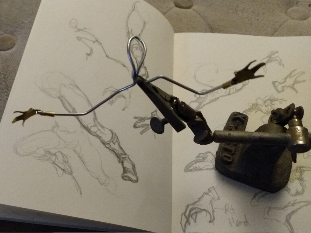 Lots of ways to create armatures for hands, my preference is sheet brass. These will get sculpted in green stuff- it's much more resilient and flexible than epoxy or polymer clay which is important at this scale.