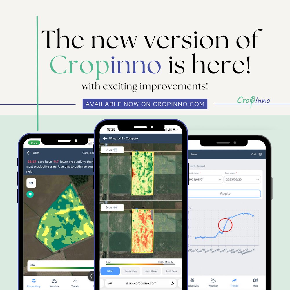 CropinnoCo's tweet image. Say hello to the future of #farming! 🚜
The new version of #Cropinno #app is here, packed with exciting features to transform the way you grow crops. 📱
(Available now on Cropinno.com)
.
You will be able to try all services, even premium features for free. 🆓