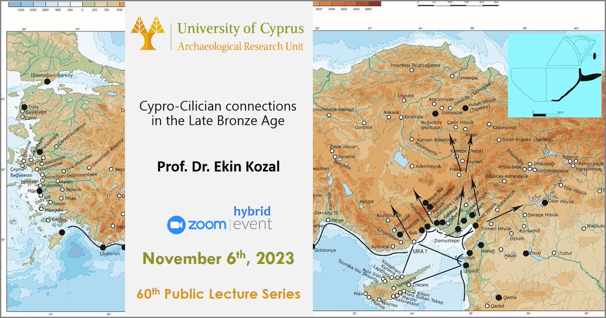 HYBRID (ZOOM &amp; ARU Building) lecture 7 <a href="/ARU_UCY/">ARU.UCY</a> <a href="/UCYOfficial/">University of Cyprus</a> in the 60th Public Lecture Series by Prof. Dr Ekin Kozal, 6 NOV, 19:30 EET, on "Cypro-Cilician connections in the Late Bronze Age".
ZOOM registration:
ucy.zoom.us/meeting/regist…