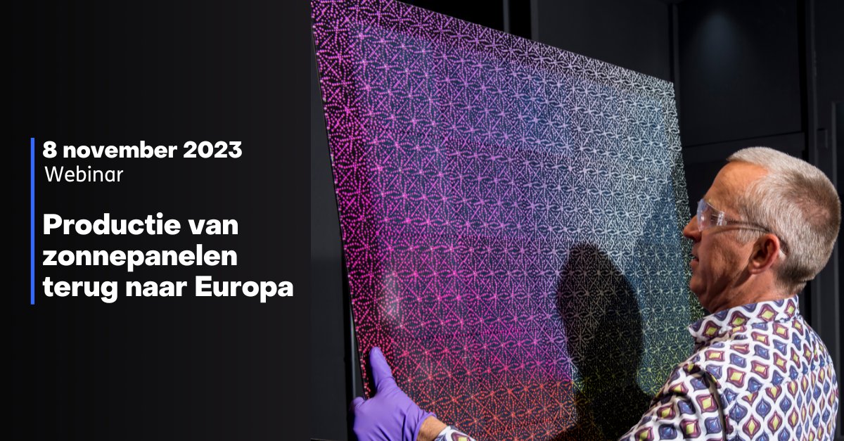 Benieuwd naar de nieuwe generatie Nederlandse #zonnepanelen en de kansen voor de gebouwde omgeving? Ontdek de toekomst van zonne-energieproductie in Europa tijdens ons #webinar op 8 november &gt; tno.social/oE

#energietransitie #solar