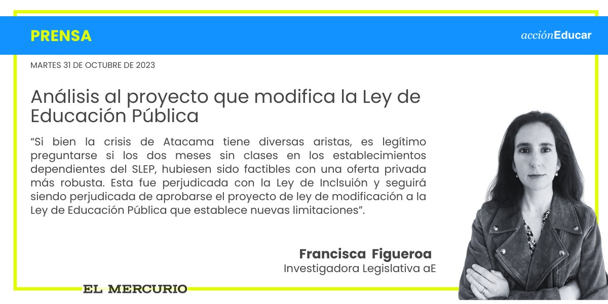 AccionEducar's tweet photo. En Acción Educar realizamos un análisis sobre el proyecto de ley que reforma la Ley de Educación Pública. 

Nuestra investigadora @franfigueroapyl destaca que, de aprobarse este proyecto, se restringirá aún más la oferta particular subvencionada. (Hilo)⬇️

https://t.co/M1R7SI4VPl https://t.co/s4drUx5PF9