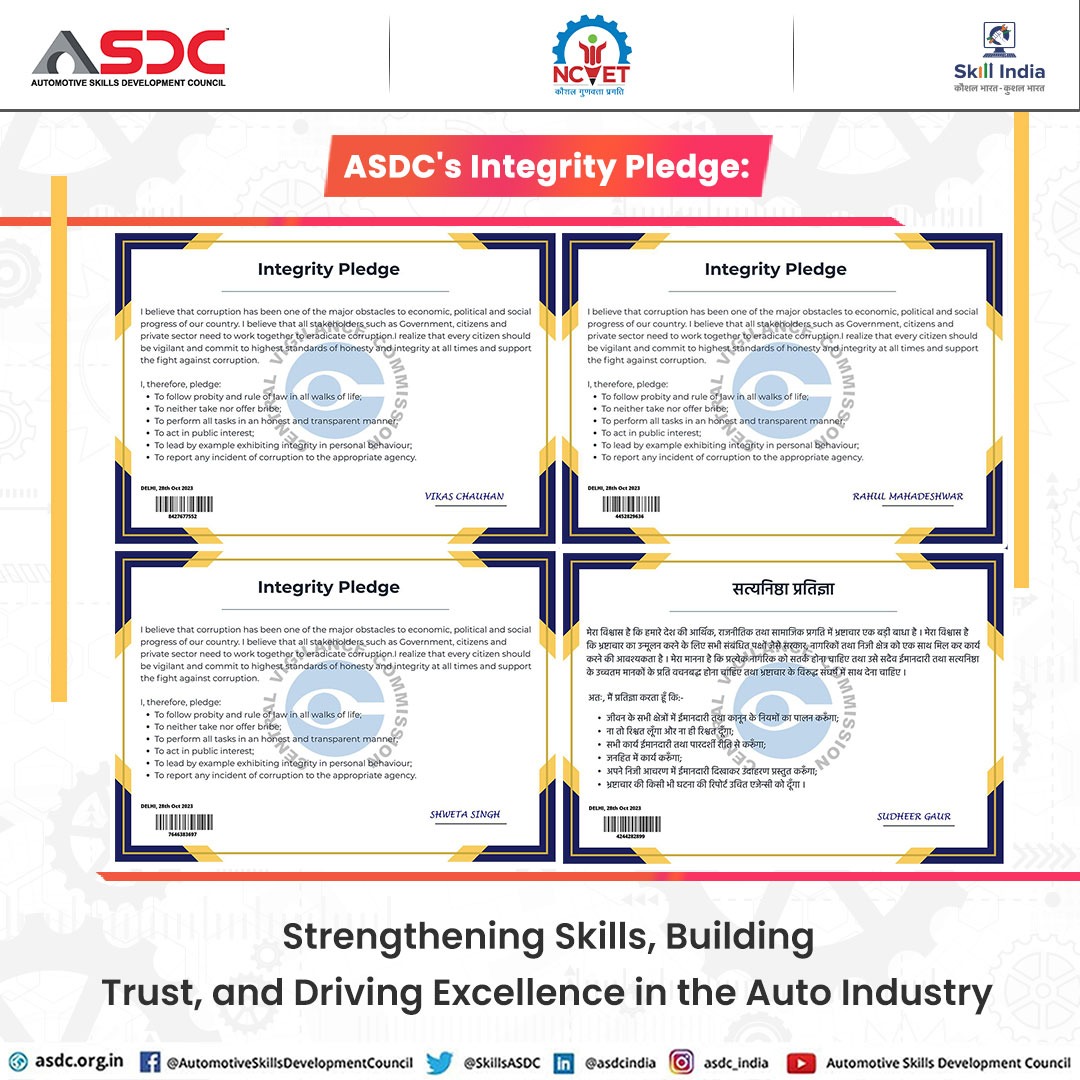 SkillsASDC's tweet photo. ASDC's Integrity Pledge embodies our commitment to strengthening skills, fostering trust, and driving excellence in the automotive industry. We take pride in upholding the highest standards, creating a workforce you can rely on.
#integrity #pledge #commitment #stregnth https://t.co/LQrybMslrC