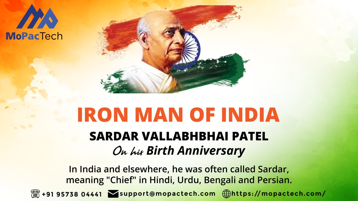 MoPacTech's tweet image. You are the true definition of unity and strength, May your vision be our Aim.
#mopactechnologies #sardarvallabhbhaipatel #statueofunity #ironmanofindia #sardarpateljayanti #sardarpatelbirthanniversary