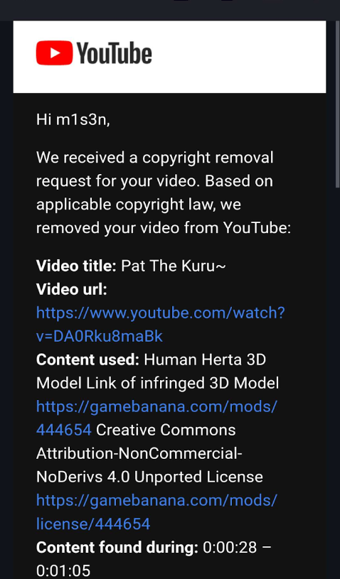 m1s3ne's tweet photo. Someone is THREATENING to have my youtube channel DELETED by sending copyright strikes, claiming they own the HYV MMD models, even if I ACTUALLY used the OFFICIAL MODELS from hoyoverse (a thread) 

#Genshin #HonkaiStarRail https://t.co/JucEjGtZ8E