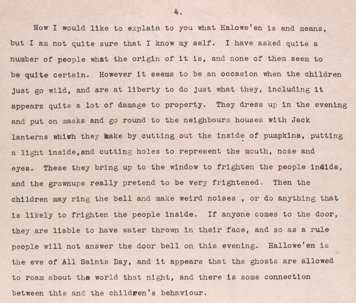 ‘Now I would like to explain to you what Hallowe’en is and means, but I am not quite sure that I know myself.’ 

In 1926 a young Peter Rowntree experienced an American Halloween for the very first time  🎃#HappyHalloween #Rowntree