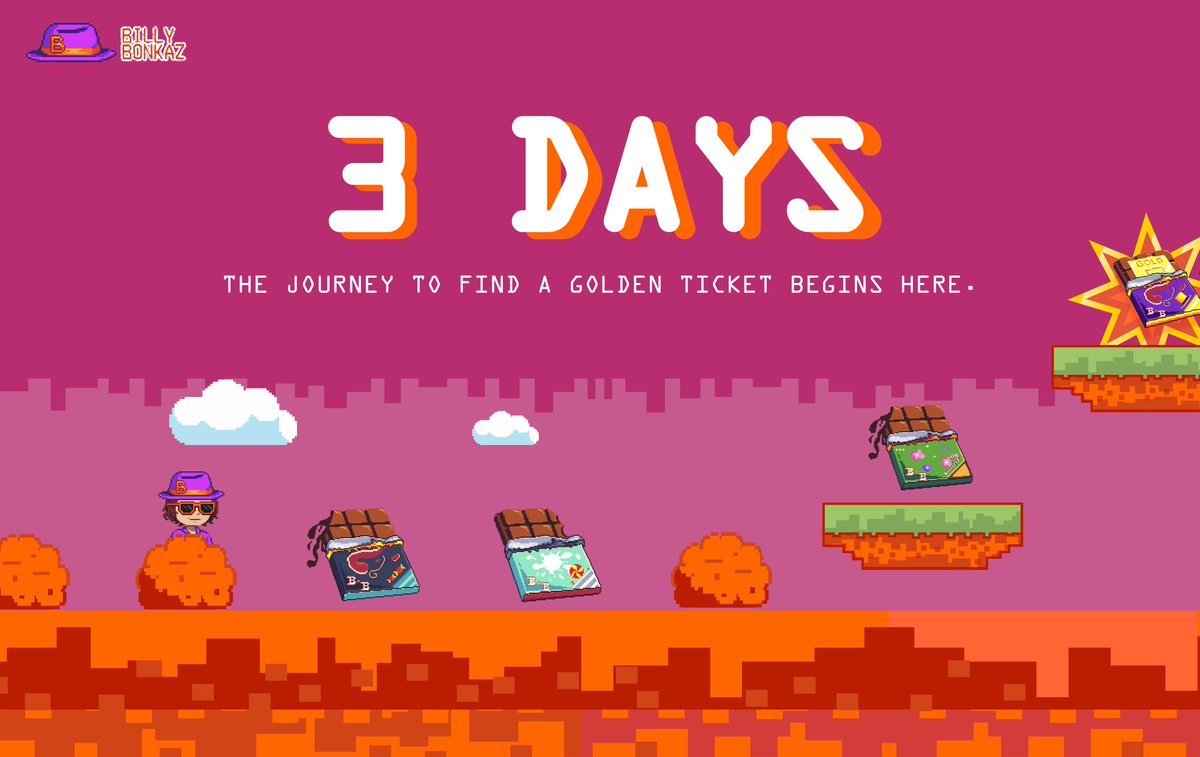 BillyBonkazNFT's tweet photo. 🚨 3 DAYS UNTIL MINT

🍫 999 Bonkaz Bars
🎫 5 Golden Tickets

NO WL? Reply with a 🎩 for a chance!  👀👇 https://t.co/P0iyI2buEO