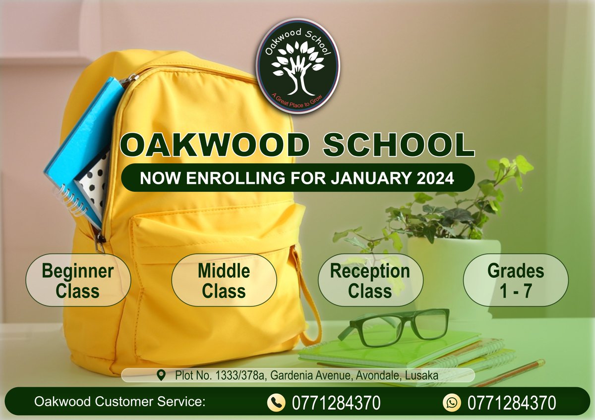codegranite's tweet photo. Here's some work we did for one of our clients: Oakwood School, Avondale Lusaka

Kindly inbox us should you wish to have a digital flyer done at a very affordable rate. https://t.co/G8eJdgi9Ud