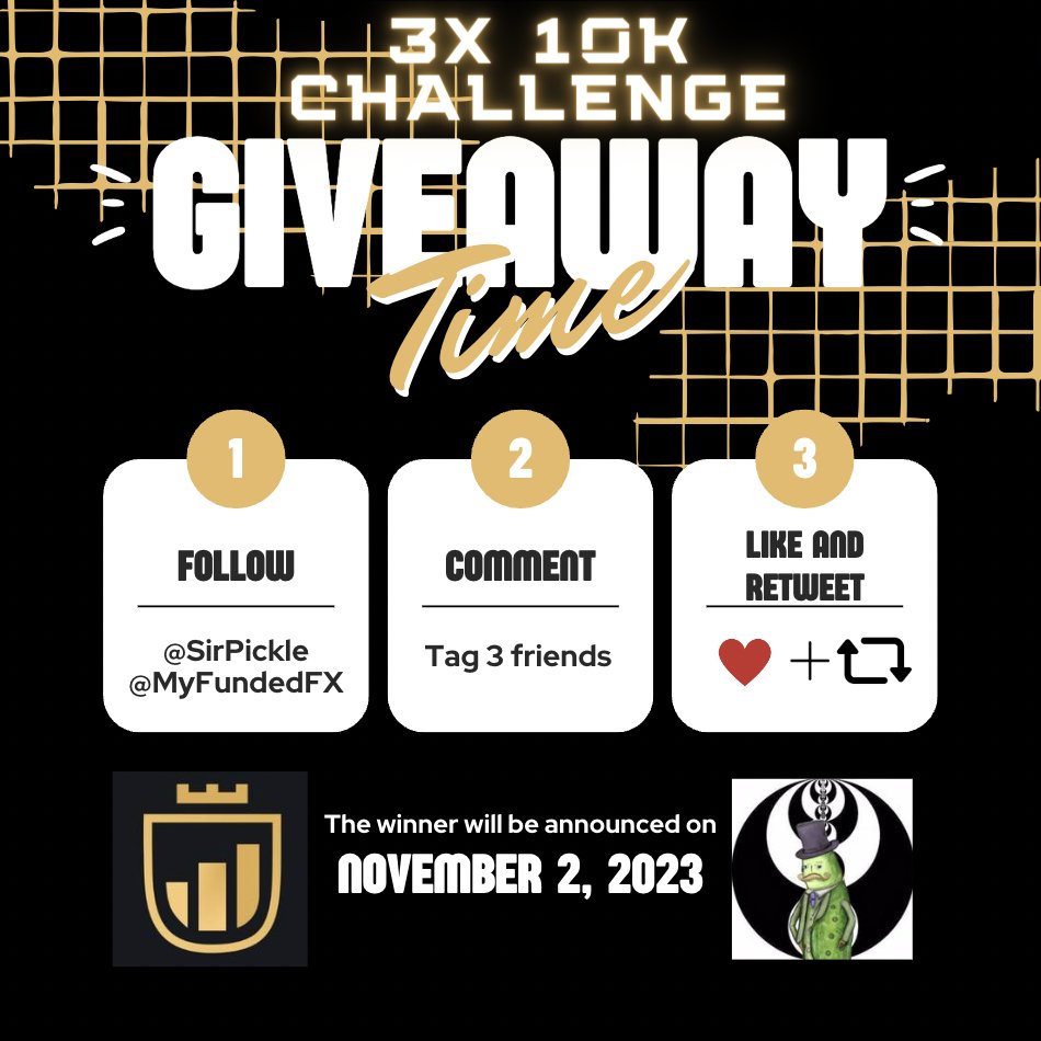 MyFundedFX Halloween Giveaway👻🎃

Follow these 3 simple steps⬇️
1. Follow <a href="/MyFundedFX/">MyFundedFX</a> and <a href="/SirPickle_/">Sir Pickle</a> 
2. Tag 3 friends
3. Like and Retweet 💚

💎Winner announced on November 2💎