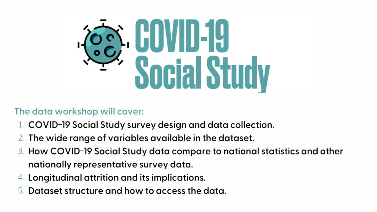 Interested in studying the psychological and social impact of the COVID-19 pandemic? Join us at the online workshop to learn more about how to access and use the data from the COVID-19 Social Study! 🗓️16 November, 1–2 PM 📨Email jessica.bone@ucl.ac.uk or DM us for the link
