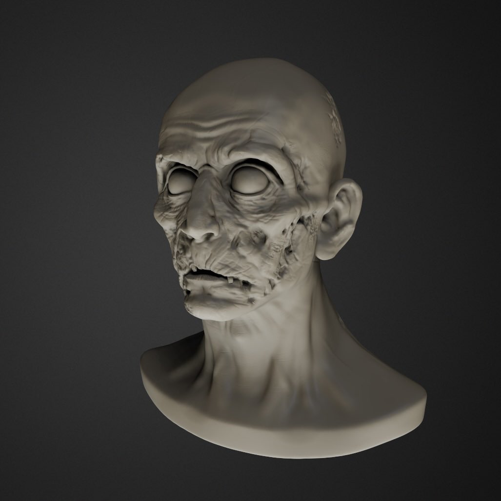 ArtemisRiedi's tweet photo. I gave a shot at #3DCoat and did this #Zombie study based on Jordu Schell bug-eyed zombie. 
Happy Halloween

#sculpting #creaturecorner #jorduschell #monster https://t.co/Vh4RLIyyqI