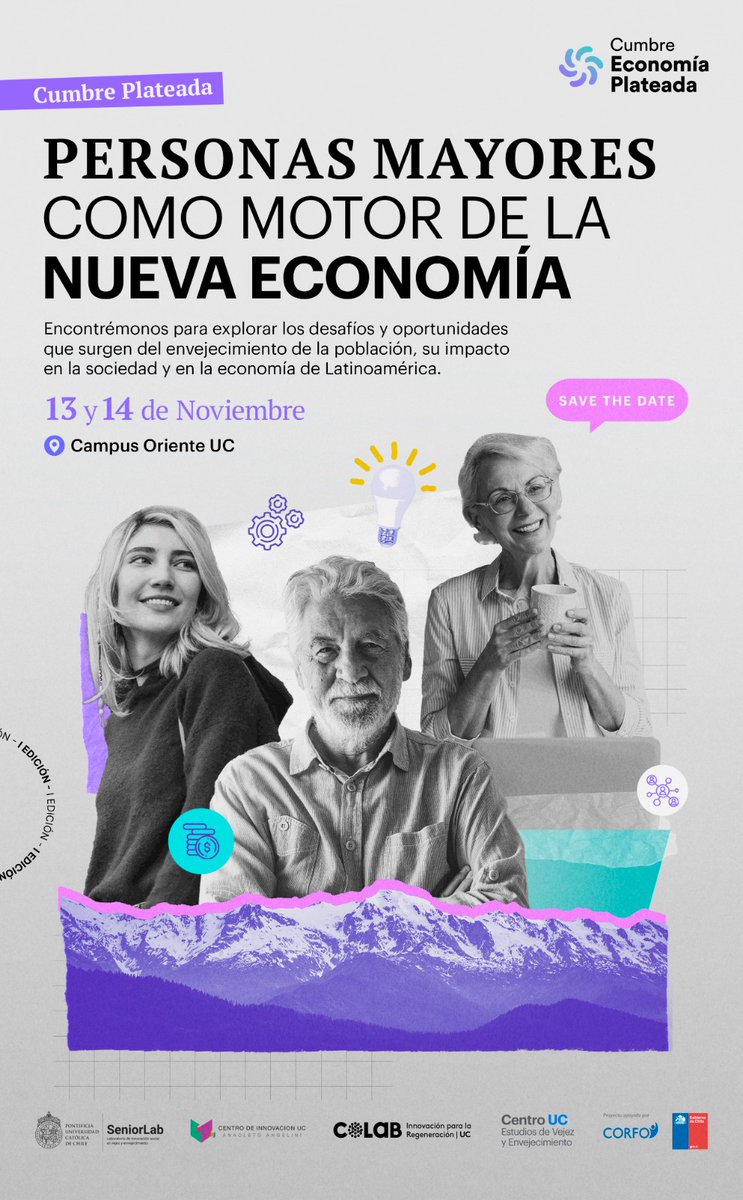 ¡FALTAN 13 DÍAS para la #CumbrePlateada 😱! Este evento único reunirá a todo el ecosistema de innovación en torno a la #SilverEconomy en Chile y los desafíos de la longevidad en América Latina. 

🗓️ 13 y 14 de nov. Campus Oriente UC. 

📎 seniorlab.uc.cl/publicaciones/…