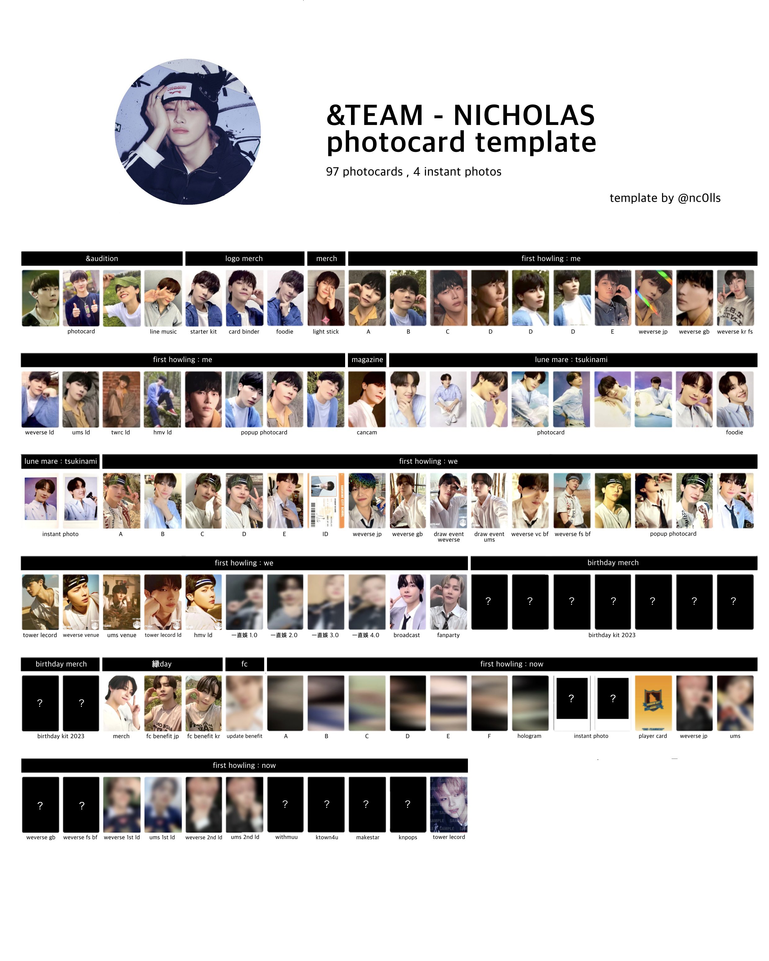 &amp;TEAM Nicholas PhotoCard トレカ fan party &TEAM Nicholas PhotoCard トレカ fan party &team nicholas ej