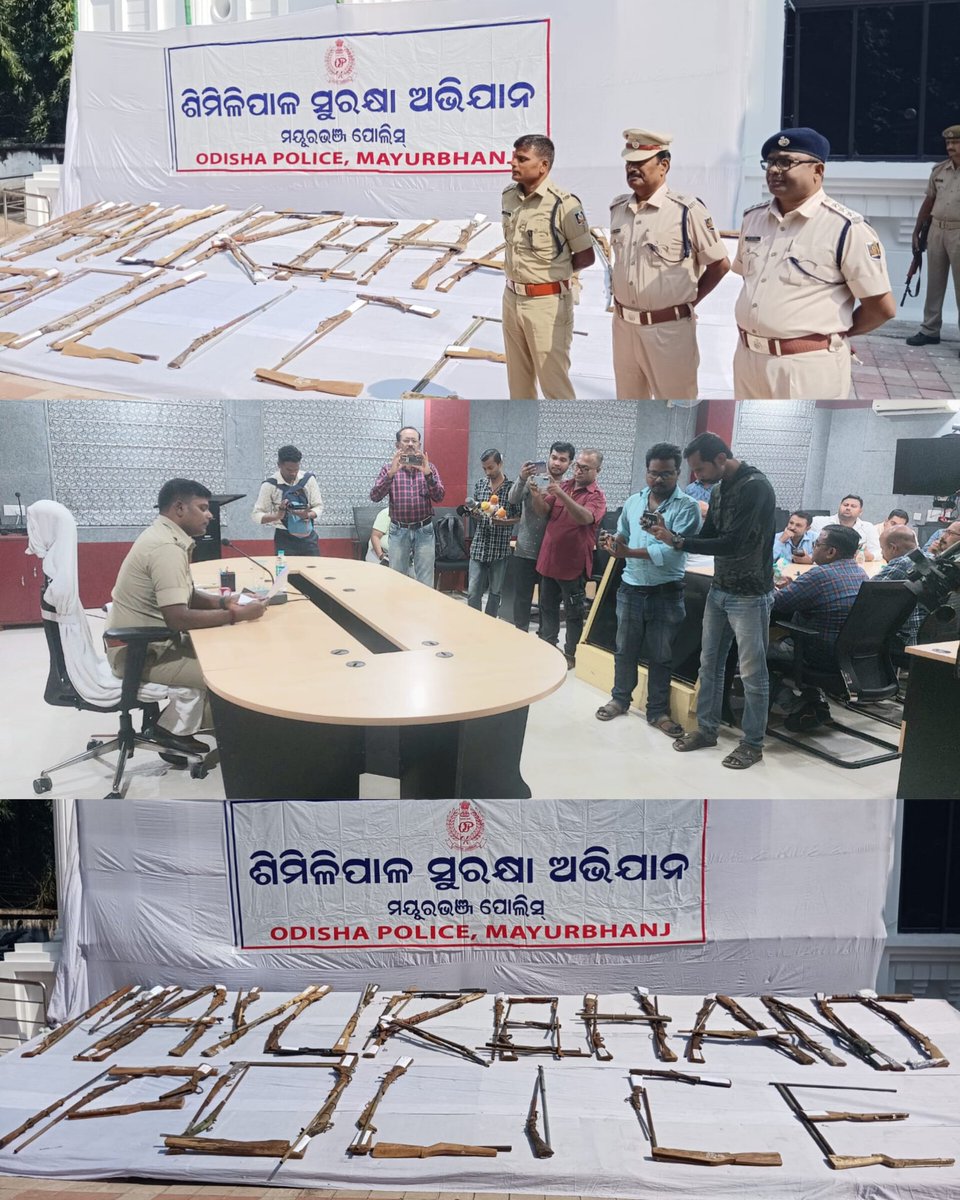 Mayurbhanj police successfully seized 70 SBML, 1 AirPistol & 1 pair of deer Horn illegal arms with out any collateral damage during Campaign to protect Similipal. In this connection total 32 cases have been registered in diff. PSs under Mbj dist. The cases are under investigation