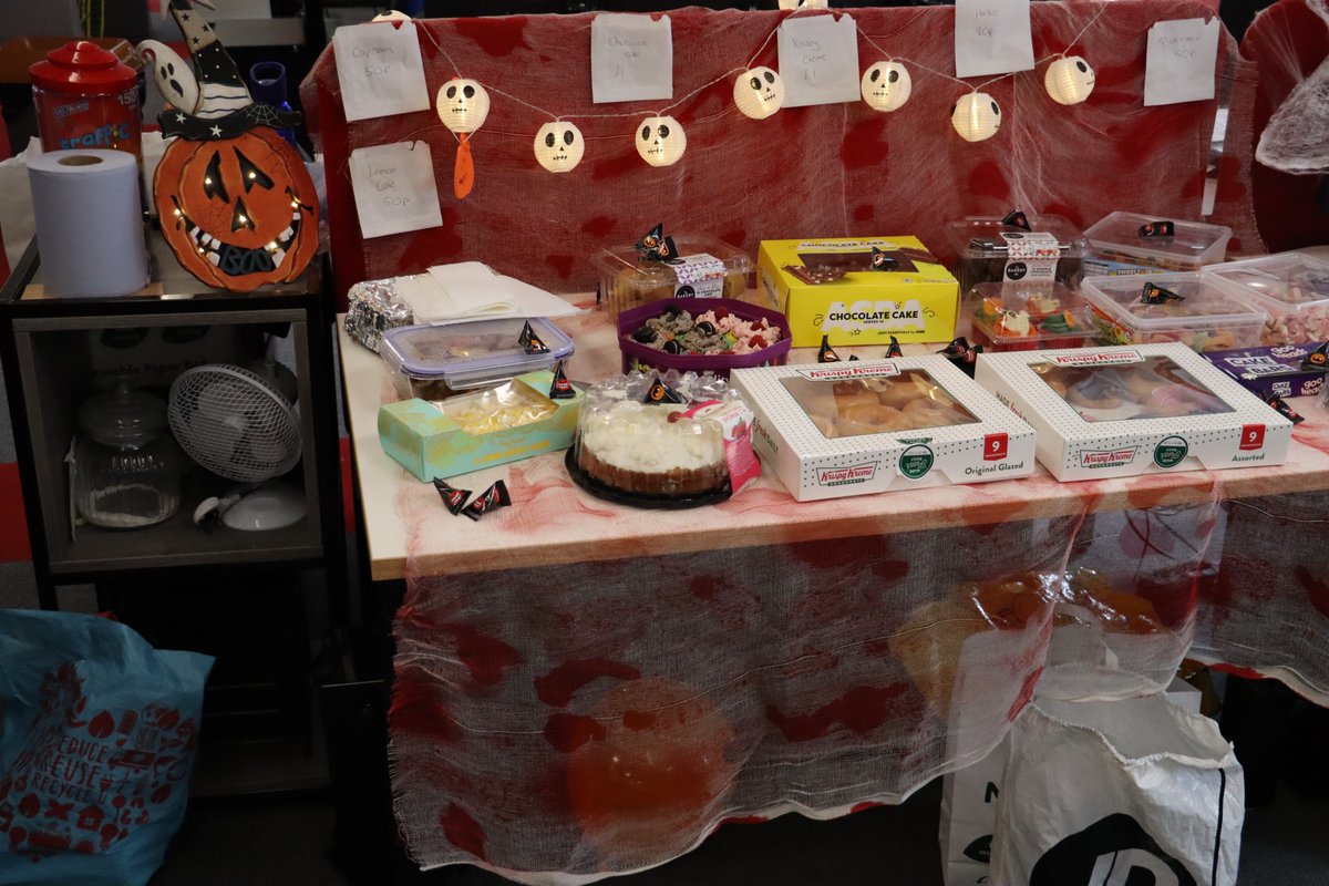 #HappyHalloween!

Today is our Halloween Fun Day, in aid of our chosen charities @BigHelpProject and @ClaireHouse, with a bake sale, costume contest, and pumpkin carving competition! 

More on the competitions to come - but for now, some photos of the fang-tastic bake sale...