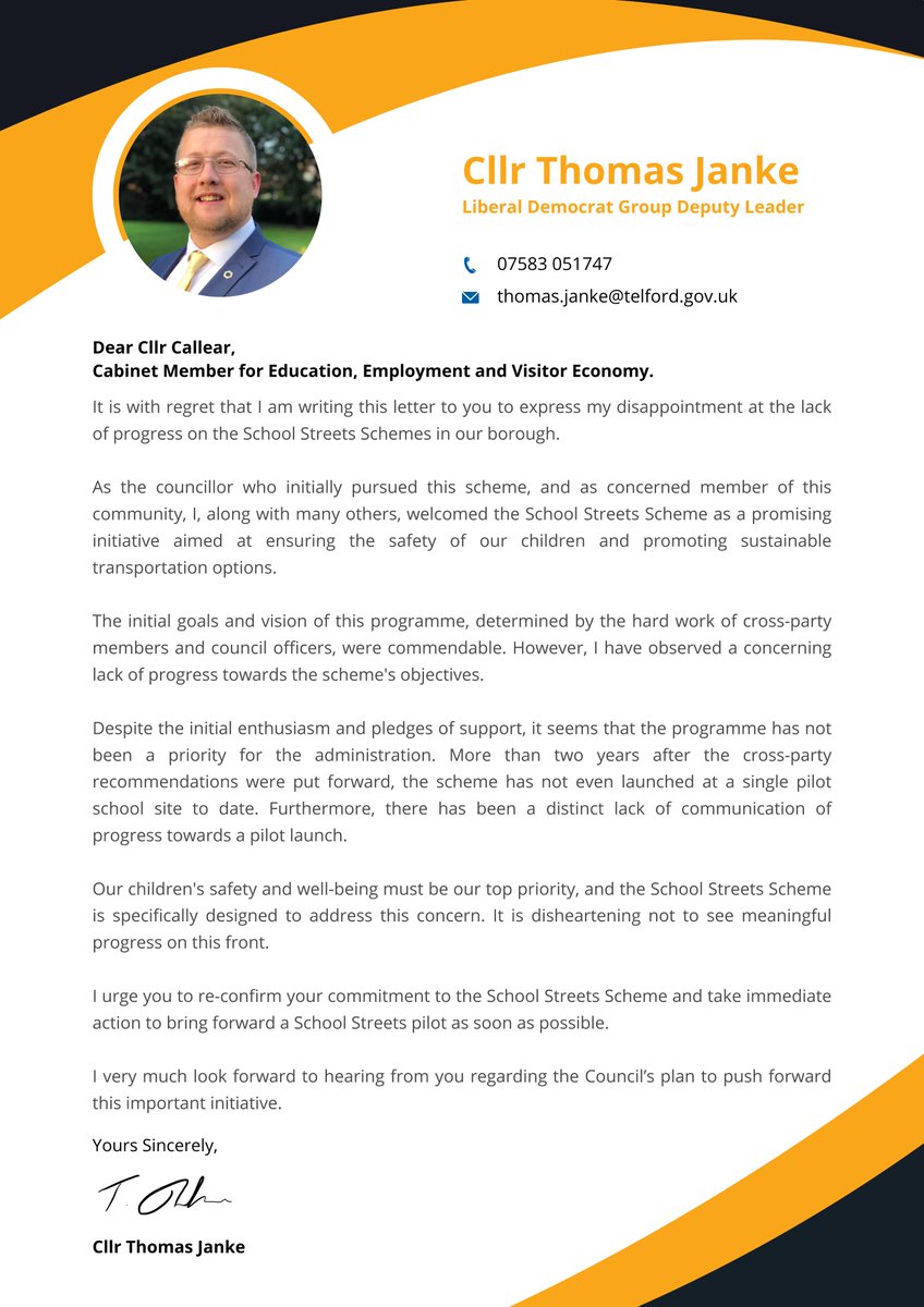 I have published an open letter to vent my frustration at the lack of progress of implementing School Streets schemes across the T&amp;W borough.

Our priority must be to ensure children's safety and well-being, I will not allow School Streets to be swept under the carpet.