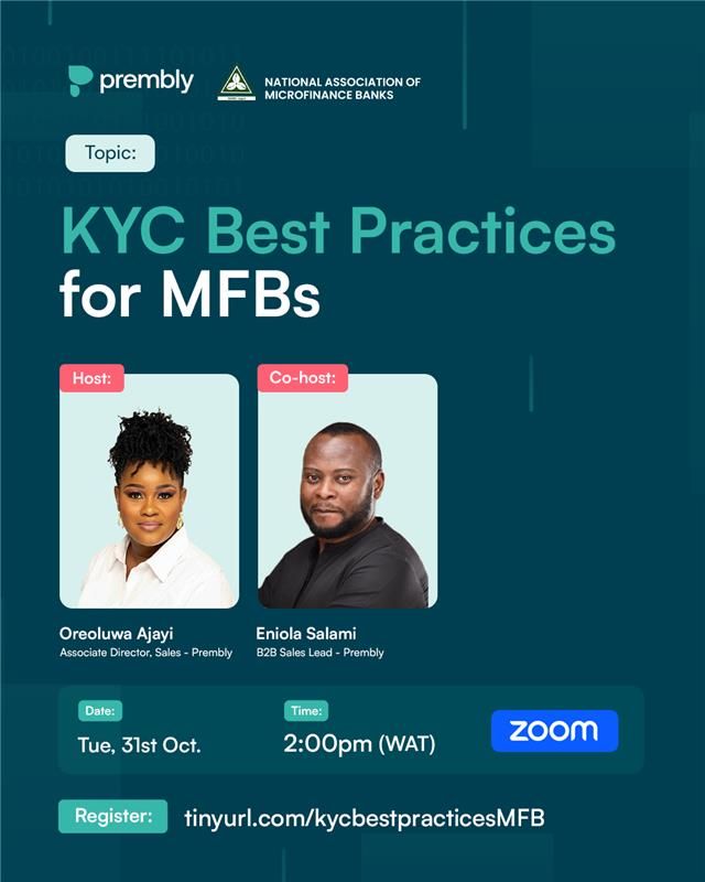 prembly's tweet photo. Hello everyone, we are live.
Please join in here!
https://t.co/NifJMHnNDM
#kycbestpractices
#mfbs https://t.co/T2Hmb3RjiO