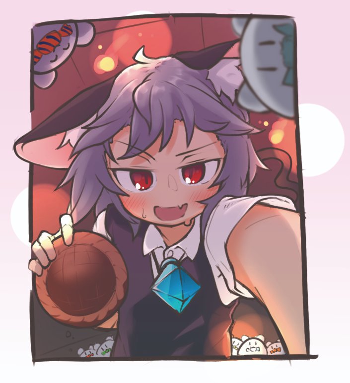 nazrin animal ears 1girl mouse ears red eyes grey hair open mouth blush  illustration images