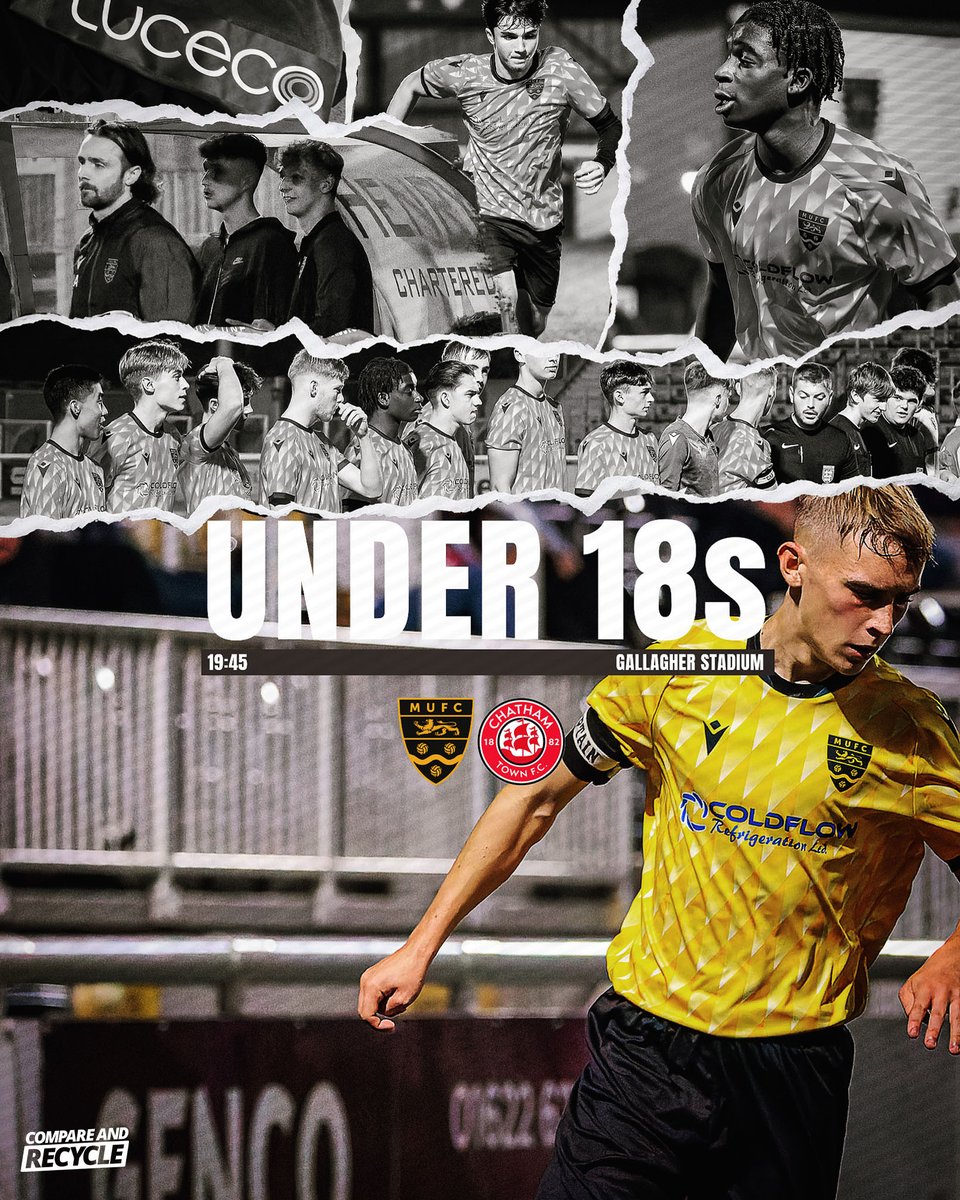 🟡 Football under the floodlights tonight with our U18s. 

🆚 <a href="/ChathamTownFC/">Chatham Town</a>
🕗 19:45
🏟️ Gallagher Stadium
🎟️ £4 / £2 (con)  / Free (u16)*  
🚪 Turnstile 3 opens 18:15

Season ticket holder? Entrance is 50% off.

*With paying adult